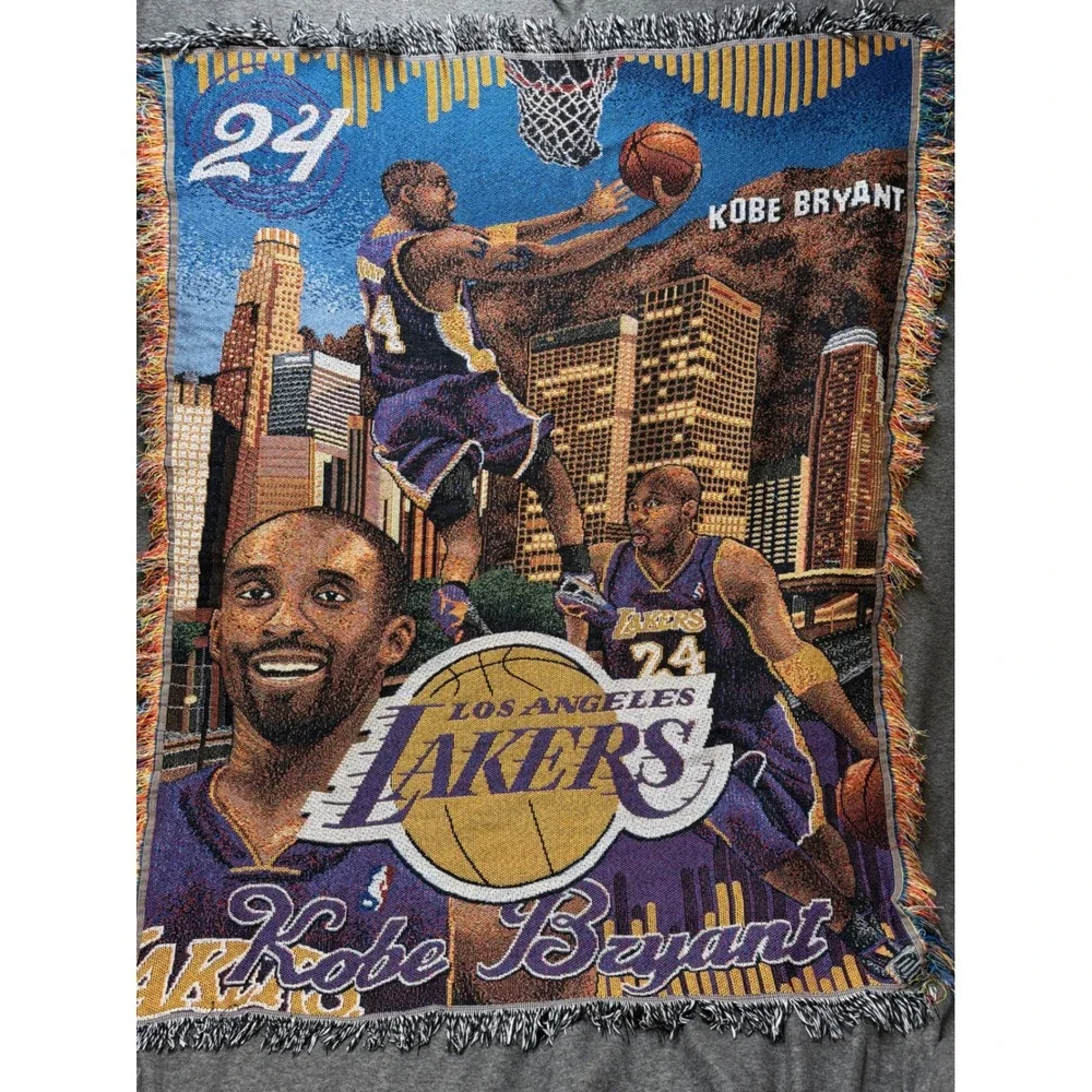 Kobe Bryant Los Angeles Lakers Woven Tapestry Throw Blanket 24 NBA Mamba Tribute